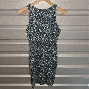 H&M Sleeveless Knit Dress – Green & Black Fern Print – Size S